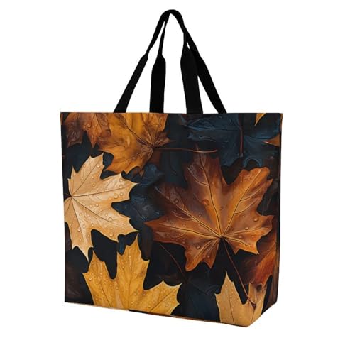 Rkklvbns Ahornblatt-Kunstmalerei-Damen-Tragetasche, Schultertasche, Einkaufstasche, tragbar, leicht, langlebig, für Arbeit, Reisen, Freizeittasche Rkklvbns Ahornblatt-Kunstmalerei-Damen-Tragetasche, Schultertasche, Einkaufstasche, tragbar, leicht, langlebig, für Arbeit, Reisen, Freizeittasche von Rkklvbns