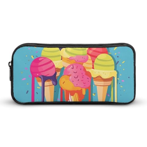 Rkklvbns Buntes Eiscreme-Federmäppchen, tragbar, mit Reißverschluss, Schreibwaren-Organizer, einfache Aufbewahrung, ästhetische Schreibwaren für Büro, Uni, Erwachsene von Rkklvbns