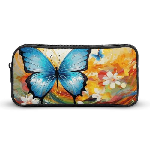 Rkklvbns Buntes Federmäppchen mit Schmetterling, tragbares Federmäppchen mit Reißverschluss, Schreibwaren-Organizer, einfache Aufbewahrung, ästhetische Schreibwaren für Büro, Uni, Erwachsene von Rkklvbns