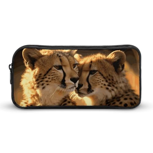 Rkklvbns Cheetah Love großes Federmäppchen, tragbares Federmäppchen mit Reißverschluss, Schreibwaren-Organizer, einfache Aufbewahrung, ästhetische Schreibwaren für Büro, Uni, Erwachsene von Rkklvbns