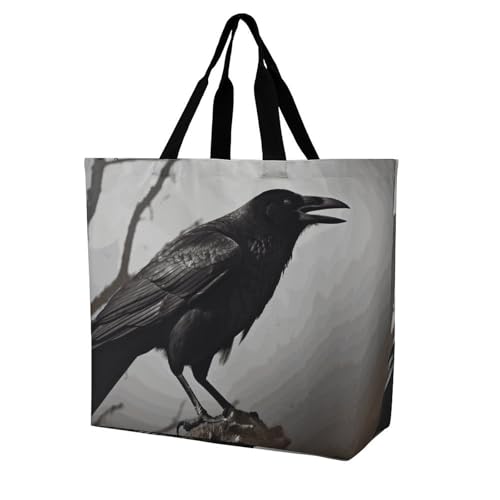 Rkklvbns Crow Birds Damen-Tragetasche, Schultertasche, Einkaufstasche, tragbar, leicht, langlebig, für Arbeit, Reisen, Freizeittasche Rkklvbns Crow Birds Damen-Tragetasche, Schultertasche, Einkaufstasche, tragbar, leicht, langlebig, für Arbeit, Reisen, Freizeittasche von Rkklvbns