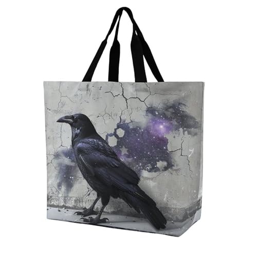 Rkklvbns Crow on The Ground Damen-Tragetasche, Schultertasche, Einkaufstasche, tragbar, leicht, langlebig, für Arbeit, Reisen, Freizeittasche Rkklvbns Crow on The Ground Damen-Tragetasche, Schultertasche, Einkaufstasche, tragbar, leicht, langlebig, für Arbeit, Reisen, Freizeittasche von Rkklvbns