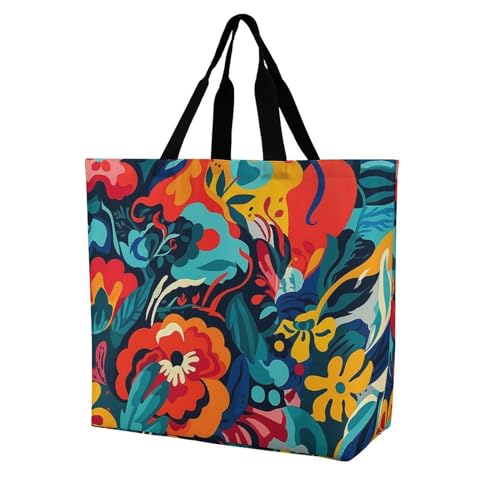 Rkklvbns Damen-Tragetasche mit Blumendesign, Schultertasche, Einkaufstasche, tragbar, leicht, langlebig, für Arbeit, Reisen, Freizeittasche Rkklvbns Damen-Tragetasche mit Blumendesign, Schultertasche, Einkaufstasche, tragbar, leicht, langlebig, für Arbeit, Reisen, Freizeittasche von Rkklvbns