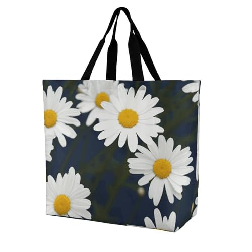 Rkklvbns Damen-Tragetasche mit Gänseblümchen-Motiv, tragbare Aufbewahrungstasche, leicht, langlebig, für Arbeit, Reisen, Freizeittasche Rkklvbns Damen-Tragetasche mit Gänseblümchen-Motiv, tragbare Aufbewahrungstasche, leicht, langlebig, für Arbeit, Reisen, Freizeittasche von Rkklvbns
