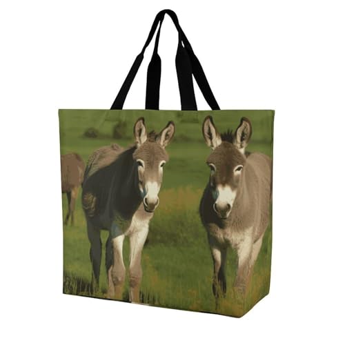Rkklvbns Esel auf grüner Wiese, Damen-Tragetasche, Schultertasche, Einkaufstasche, tragbar, leicht, langlebig, für Arbeit, Reisen, Freizeittasche Rkklvbns Esel auf grüner Wiese, Damen-Tragetasche, Schultertasche, Einkaufstasche, tragbar, leicht, langlebig, für Arbeit, Reisen, Freizeittasche von Rkklvbns