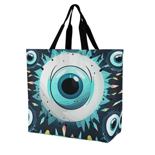 Rkklvbns Evil Eyes Damen-Tragetasche, Schultertasche, Einkaufstasche, tragbar, leicht, langlebig, für Arbeit, Reisen, Freizeittasche Rkklvbns Evil Eyes Damen-Tragetasche, Schultertasche, Einkaufstasche, tragbar, leicht, langlebig, für Arbeit, Reisen, Freizeittasche von Rkklvbns