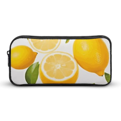 Rkklvbns Fresh Lemon Großes Federmäppchen, tragbares Federmäppchen mit Reißverschluss, Schreibwaren-Organizer, einfache Aufbewahrung, ästhetische Schreibwaren für Büro, Uni, Erwachsene von Rkklvbns
