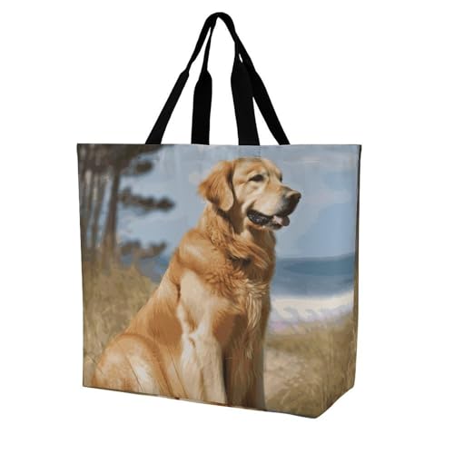 Rkklvbns Golden Retriever Damen-Tragetasche, Schultertasche, Einkaufstasche, tragbar, leicht, langlebig, für Arbeit, Reisen, Freizeittasche Rkklvbns Golden Retriever Damen-Tragetasche, Schultertasche, Einkaufstasche, tragbar, leicht, langlebig, für Arbeit, Reisen, Freizeittasche von Rkklvbns