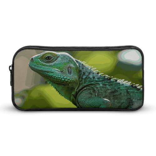 Rkklvbns Green Lizard Großes Federmäppchen, tragbares Federmäppchen mit Reißverschluss, Schreibwaren-Organizer, einfache Aufbewahrung, ästhetische Schreibwaren für Büro, Uni, Erwachsene von Rkklvbns