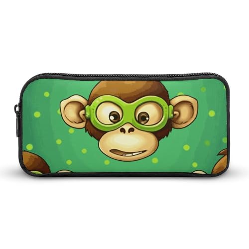Rkklvbns Green Monkey Großes Federmäppchen, tragbares Federmäppchen mit Reißverschluss, Schreibwaren-Organizer, einfache Aufbewahrung, ästhetische Schreibwaren für Büro, Uni, Erwachsene von Rkklvbns