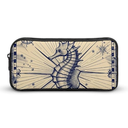Rkklvbns Großes Federmäppchen im alten nautischen Diagramm-Stil, tragbares Federmäppchen mit Reißverschluss, Schreibwaren-Organizer, einfache Aufbewahrung, ästhetische Schreibwaren für Büro, Uni von Rkklvbns