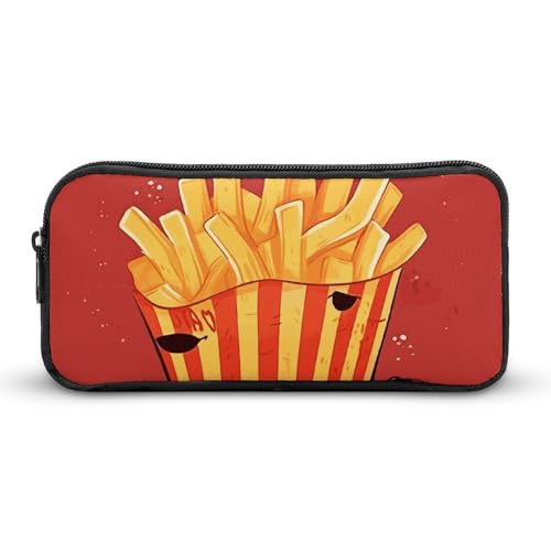 Rkklvbns Großes Federmäppchen mit Cartoon-Motiv Pommes Frites, tragbares Federmäppchen mit Reißverschluss, Schreibwaren-Organizer, einfache Aufbewahrung, ästhetische Schreibwaren für Büro, Uni von Rkklvbns
