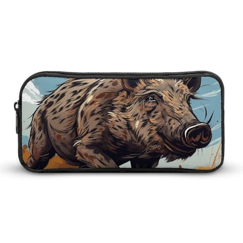 Rkklvbns Großes Federmäppchen mit Cartoon-Wildschwein-Design, tragbares Federmäppchen mit Reißverschluss, Schreibwaren-Organizer, einfache Aufbewahrung, ästhetische Schreibwaren für Büro, Uni von Rkklvbns