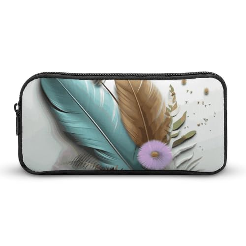 Rkklvbns Großes Federmäppchen mit Federblumen, tragbares Federmäppchen mit Reißverschluss, Schreibwaren-Organizer, einfache Aufbewahrung, ästhetisches Schreibwaren für Büro, Uni, Erwachsene von Rkklvbns