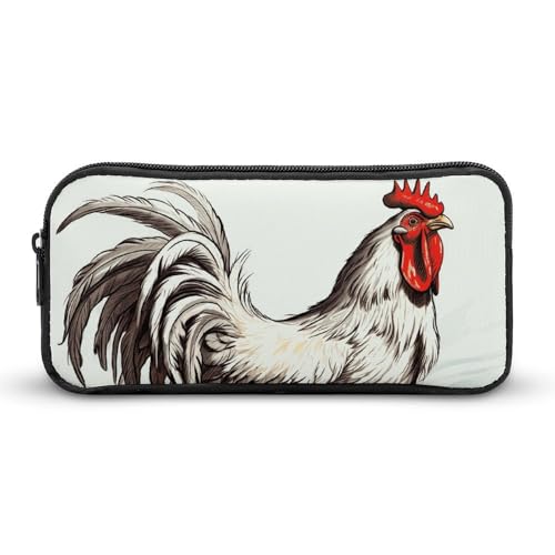 Rkklvbns Großes Federmäppchen mit Huhn-Skizze, tragbares Federmäppchen mit Reißverschluss, Schreibwaren-Organizer, einfache Aufbewahrung, ästhetische Schreibwaren für Büro, Uni, Erwachsene von Rkklvbns