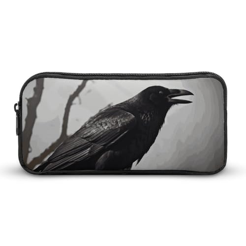 Rkklvbns Großes Federmäppchen mit Krähenvögeln, tragbares Federmäppchen mit Reißverschluss, Schreibwaren-Organizer, einfache Aufbewahrung, ästhetische Schreibwaren für Büro, Uni, Erwachsene von Rkklvbns
