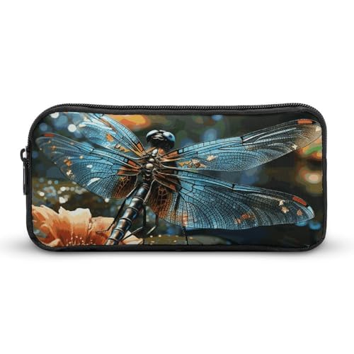 Rkklvbns Großes Federmäppchen mit Libellen-Motiv auf dem Teich, tragbares Federmäppchen mit Reißverschluss, Schreibwaren-Organizer, einfache Aufbewahrung, ästhetisches Schreibwaren für Büro, Uni von Rkklvbns