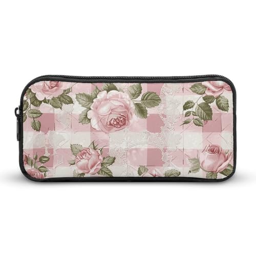 Rkklvbns Großes Federmäppchen mit Retro-Muster, tragbares Federmäppchen mit Reißverschluss, Schreibwaren-Organizer, einfache Aufbewahrung, ästhetische Schreibwaren für Büro, Uni, Erwachsene von Rkklvbns