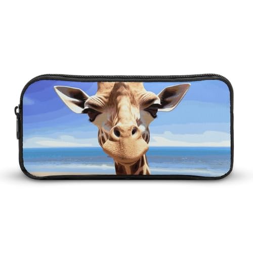 Rkklvbns Großes Federmäppchen mit Strandgiraffe, tragbares Federmäppchen mit Reißverschluss, Schreibwaren-Organizer, einfache Aufbewahrung, ästhetische Schreibwaren für Büro, Uni, Erwachsene von Rkklvbns