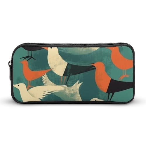Rkklvbns Großes Federmäppchen mit Vogelbeflockung, tragbares Federmäppchen mit Reißverschluss, Schreibwaren-Organizer, einfache Aufbewahrung, ästhetische Schreibwaren für Büro, Uni, Erwachsene von Rkklvbns