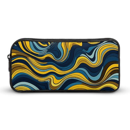 Rkklvbns Großes Federmäppchen mit Wellenmuster, tragbares Federmäppchen mit Reißverschluss, Schreibwaren-Organizer, einfache Aufbewahrung, ästhetische Schreibwaren für Büro, Uni, Erwachsene von Rkklvbns