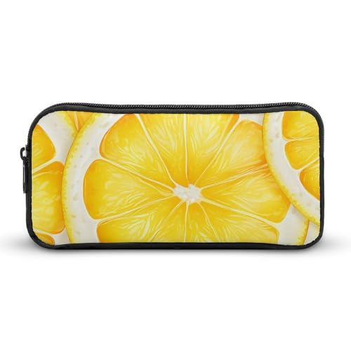 Rkklvbns Großes Federmäppchen mit Zitronenscheiben-Muster, tragbares Federmäppchen mit Reißverschluss, Schreibwaren-Organizer, einfache Aufbewahrung, ästhetische Schreibwaren für Büro, Uni, Erwachsene von Rkklvbns