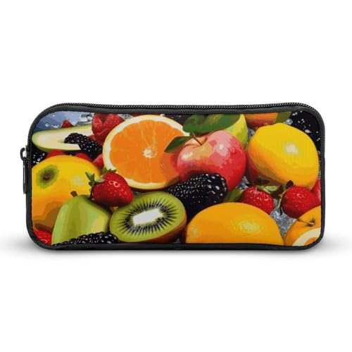 Rkklvbns Großes Federmäppchen mit buntem Obst, tragbares Federmäppchen mit Reißverschluss, Schreibwaren-Organizer, einfache Aufbewahrung, ästhetische Schreibwaren für Büro, Uni, Erwachsene von Rkklvbns