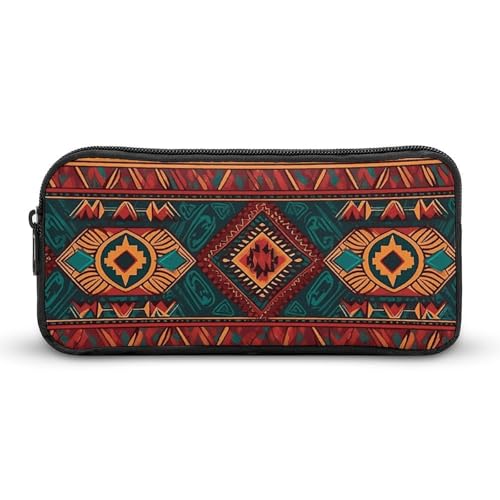 Rkklvbns Großes Federmäppchen mit ethnischem geometrischem Muster, tragbares Federmäppchen mit Reißverschluss, Schreibwaren-Organizer, einfache Aufbewahrung, ästhetische Schreibwaren für Büro, Uni von Rkklvbns