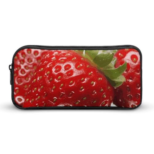 Rkklvbns Großes Federmäppchen mit rotem Erdbeerfrucht, tragbares Federmäppchen mit Reißverschluss, Schreibwaren-Organizer, einfache Aufbewahrung, ästhetische Schreibwaren für Büro, Uni, Erwachsene von Rkklvbns