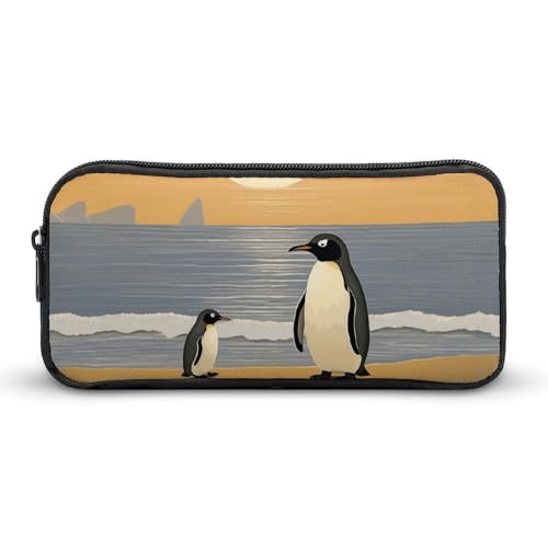 Rkklvbns Großes Federmäppchen mit zwei Pinguin-Bildern, tragbares Federmäppchen mit Reißverschluss, Schreibwaren-Organizer, einfache Aufbewahrung, ästhetische Schreibwaren für Büro, Uni, Erwachsene von Rkklvbns