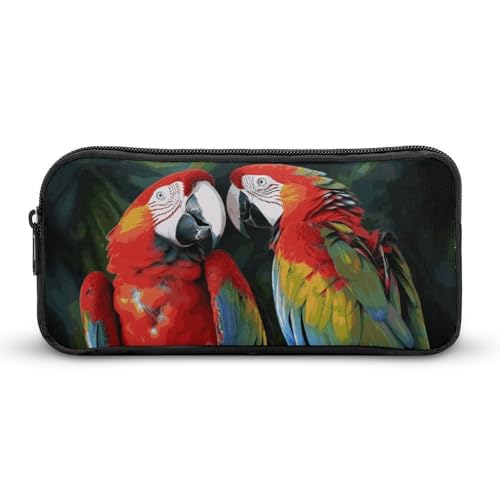 Rkklvbns Großes Federmäppchen mit zwei farbigen Papageien, tragbares Federmäppchen mit Reißverschluss, Schreibwaren-Organizer, einfache Aufbewahrung, ästhetische Schreibwaren für Büro, Uni, Erwachsene von Rkklvbns