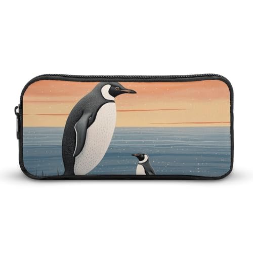 Rkklvbns Handgezeichnetes Pinguin-Federmäppchen, tragbares Federmäppchen mit Reißverschluss, Schreibwaren-Organizer, einfache Aufbewahrung, ästhetische Schreibwaren für Büro, Uni, Erwachsene von Rkklvbns