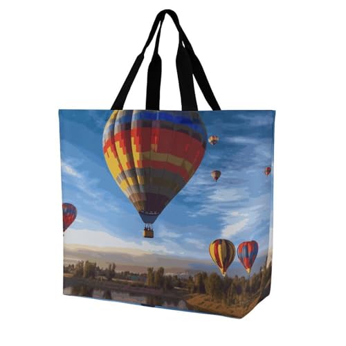 Rkklvbns Heißluftballon-Damen-Tragetasche, Schultertasche, Einkaufstasche, tragbar, leicht, langlebig, für Arbeit, Reisen, Freizeittasche Rkklvbns Heißluftballon-Damen-Tragetasche, Schultertasche, Einkaufstasche, tragbar, leicht, langlebig, für Arbeit, Reisen, Freizeittasche von Rkklvbns