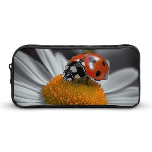 Rkklvbns Ladybug Daisy Großes Federmäppchen, tragbares Federmäppchen mit Reißverschluss, Schreibwaren-Organizer, einfache Aufbewahrung, ästhetische Schreibwaren für Büro, Uni, Erwachsene von Rkklvbns