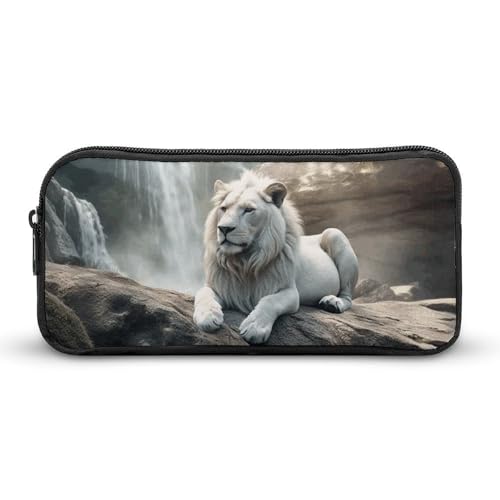 Rkklvbns Lion on Rock großes Federmäppchen, tragbares Federmäppchen mit Reißverschluss, Schreibwaren-Organizer, einfache Aufbewahrung, ästhetische Schreibwaren für Büro, Uni, Erwachsene von Rkklvbns