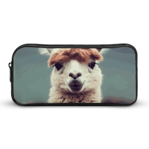 Rkklvbns Niedliches Alpaka-Federmäppchen, tragbar, mit Reißverschluss, Schreibwaren-Organizer, einfache Aufbewahrung, ästhetische Schreibwaren für Büro, Uni, Erwachsene von Rkklvbns