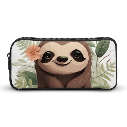 Rkklvbns Niedliches Cartoon-Faultier-Federmäppchen, tragbares Federmäppchen mit Reißverschluss, Schreibwaren-Organizer, einfache Aufbewahrung, ästhetische Schreibwaren für Büro, Uni, Erwachsene von Rkklvbns