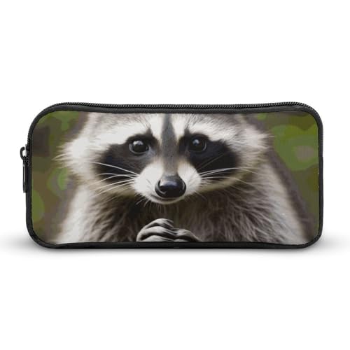 Rkklvbns Niedliches Waschbär-Federmäppchen, tragbar, mit Reißverschluss, Schreibwaren-Organizer, einfache Aufbewahrung, ästhetische Schreibwaren für Büro, Uni, Erwachsene von Rkklvbns