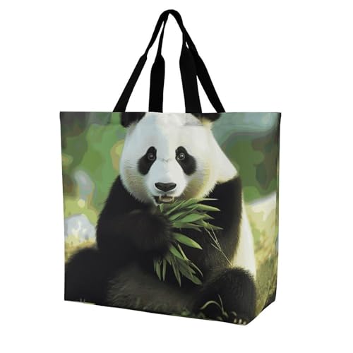 Rkklvbns Panda Damen-Tragetasche, Schultertasche, Einkaufstasche, tragbar, leicht, langlebig, für Arbeit, Reisen, Freizeittasche Rkklvbns Panda Damen-Tragetasche, Schultertasche, Einkaufstasche, tragbar, leicht, langlebig, für Arbeit, Reisen, Freizeittasche von Rkklvbns