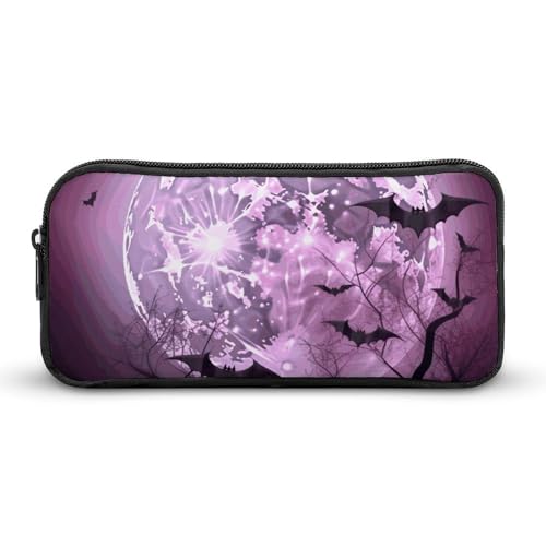 Rkklvbns Purple Moon Großes Federmäppchen, tragbares Federmäppchen mit Reißverschluss, Schreibwaren-Organizer, einfache Aufbewahrung, ästhetische Schreibwaren für Büro, Uni, Erwachsene von Rkklvbns