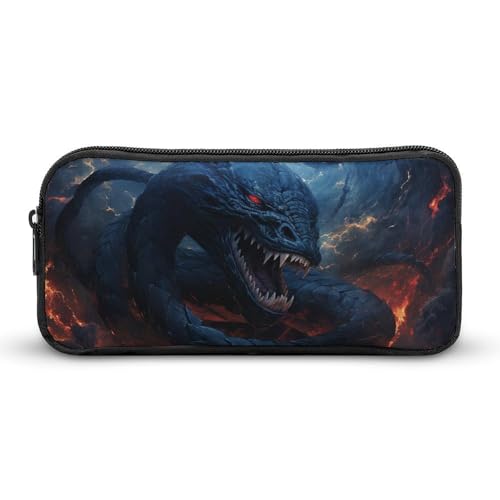 Rkklvbns Schwarze Schlange in Flammen, großes Federmäppchen, tragbares Federmäppchen mit Reißverschluss, Schreibwaren-Organizer, einfache Aufbewahrung, ästhetische Schreibwaren für Büro, Uni von Rkklvbns