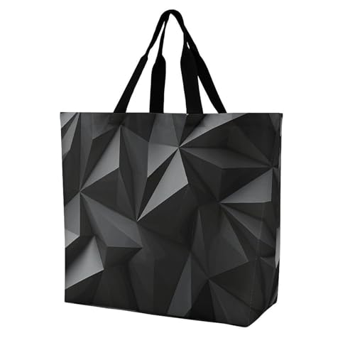 Rkklvbns Schwarze geometrische Damen-Tragetasche, Schultertasche, Einkaufstasche, tragbar, leicht, langlebig, für Arbeit, Reisen, Freizeittasche Rkklvbns Schwarze geometrische Damen-Tragetasche, Schultertasche, Einkaufstasche, tragbar, leicht, langlebig, für Arbeit, Reisen, Freizeittasche von Rkklvbns