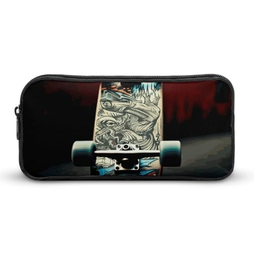 Rkklvbns Skate Boards großes Federmäppchen, tragbares Federmäppchen mit Reißverschluss, Schreibwaren-Organizer, einfache Aufbewahrung, ästhetische Schreibwaren für Büro, Uni, Erwachsene von Rkklvbns
