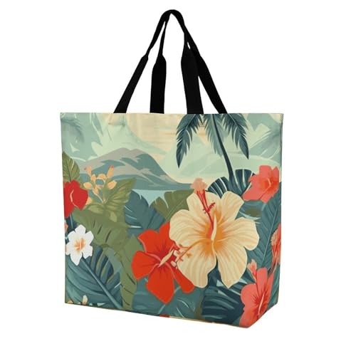 Rkklvbns Sommer-Hawaii-Tragetasche, Schultertasche, Einkaufstasche, tragbar, leicht, langlebig, für Arbeit, Reisen, Freizeittasche Rkklvbns Sommer-Hawaii-Tragetasche, Schultertasche, Einkaufstasche, tragbar, leicht, langlebig, für Arbeit, Reisen, Freizeittasche von Rkklvbns