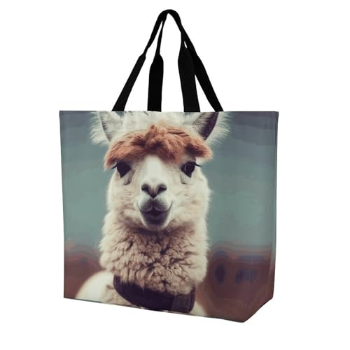 Rkklvbns Süße Alpaka-Damen-Tragetasche, Schultertasche, Einkaufstasche, tragbare Aufbewahrung, Handtasche, leicht, langlebig, für Arbeit, Reisen, Freizeittasche Rkklvbns Süße Alpaka-Damen-Tragetasche, Schultertasche, Einkaufstasche, tragbare Aufbewahrung, Handtasche, leicht, langlebig, für Arbeit, Reisen, Freizeittasche von Rkklvbns