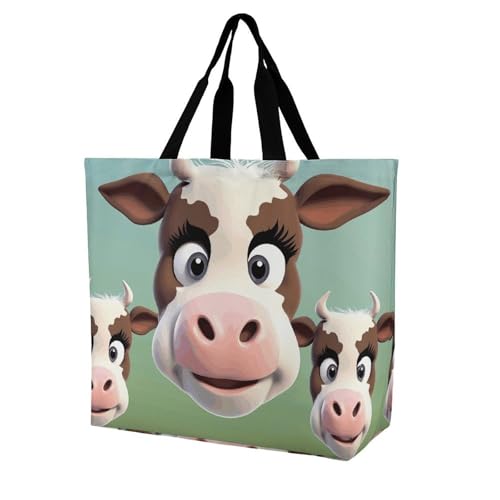 Rkklvbns Süße Kuh-Damen-Tragetasche, Schultertasche, Einkaufstasche, tragbar, leicht, langlebig, für Arbeit, Reisen, Freizeittasche Rkklvbns Süße Kuh-Damen-Tragetasche, Schultertasche, Einkaufstasche, tragbar, leicht, langlebig, für Arbeit, Reisen, Freizeittasche von Rkklvbns