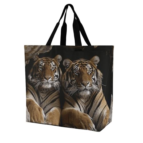 Rkklvbns Tiger in Cave Damen-Tragetasche, Schultertasche, Einkaufstasche, tragbar, leicht, langlebig, für Arbeit, Reisen, Freizeittasche Rkklvbns Tiger in Cave Damen-Tragetasche, Schultertasche, Einkaufstasche, tragbar, leicht, langlebig, für Arbeit, Reisen, Freizeittasche von Rkklvbns