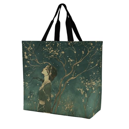 Rkklvbns Tragen Sie ein grünes Kleid, Damen-Tragetasche, Schultertasche, Einkaufstasche, tragbare Aufbewahrungstasche, Handtasche, leicht, langlebig, für Arbeit, Reisen, Freizeittasche Rkklvbns Tragen Sie ein grünes Kleid, Damen-Tragetasche, Schultertasche, Einkaufstasche, tragbare Aufbewahrungstasche, Handtasche, leicht, langlebig, für Arbeit, Reisen, Freizeittasche von Rkklvbns