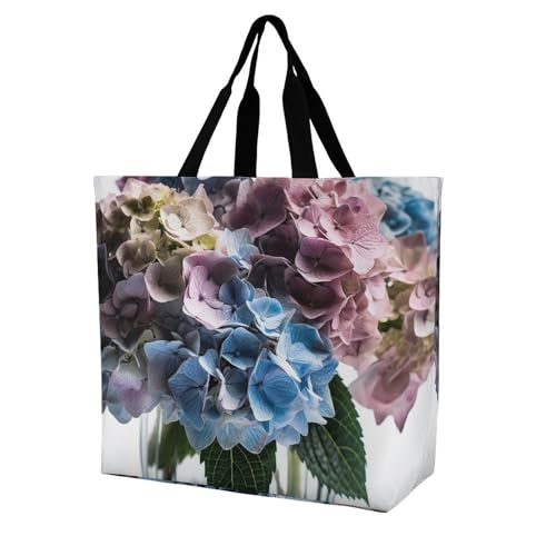 Rkklvbns Tragetasche mit Hortensien-Blumen in Vase, für Damen, Schultertasche, Einkaufstasche, tragbar, leicht, langlebig, für Arbeit, Reisen, Freizeittasche Rkklvbns Tragetasche mit Hortensien-Blumen in Vase, für Damen, Schultertasche, Einkaufstasche, tragbar, leicht, langlebig, für Arbeit, Reisen, Freizeittasche von Rkklvbns