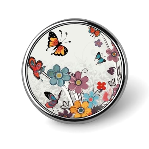Runde Brosche mit Cartoon-Schmetterlings-Motiv, niedliche Brosche, Hüte, Jacken, Dekoration, personalisierbar, Kleidung, Schmuck, Zubehör für Hochzeit, Party, Geschenk von Rkklvbns